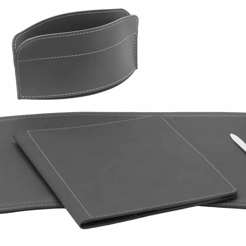 Příslušenství 5-dílný kožený psací stůl vyrobený v Itálii - Brando Viadurini