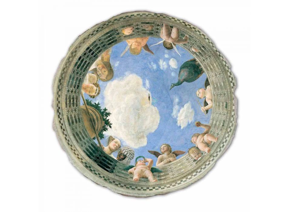 velký Mantegna Fresco „Oculus s andělíčky a Dame výhledem“
