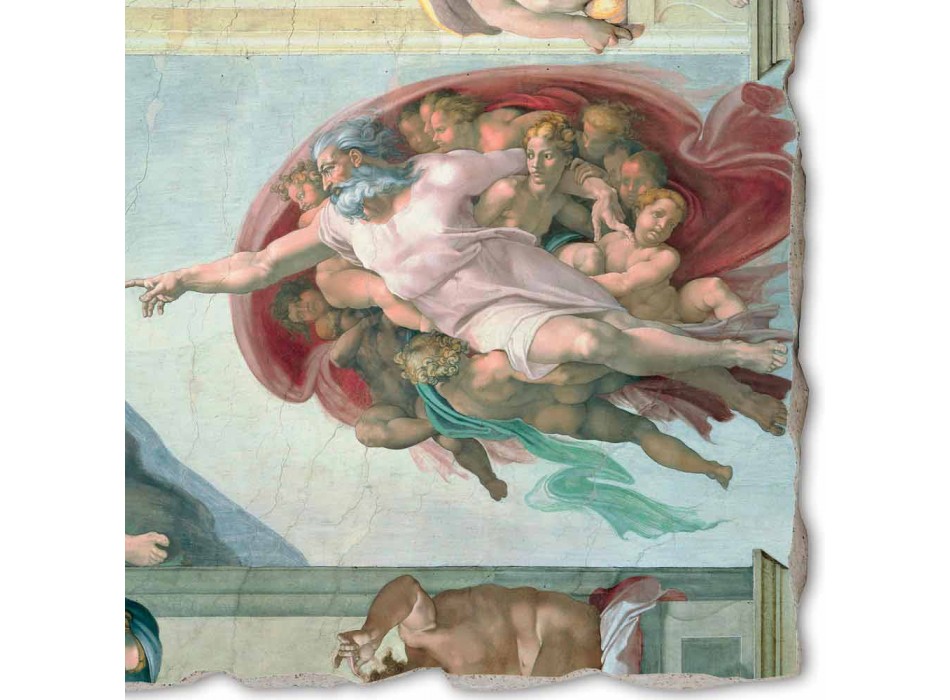 velký Michelangelo freska „Stvoření Adama“, ruční Viadurini