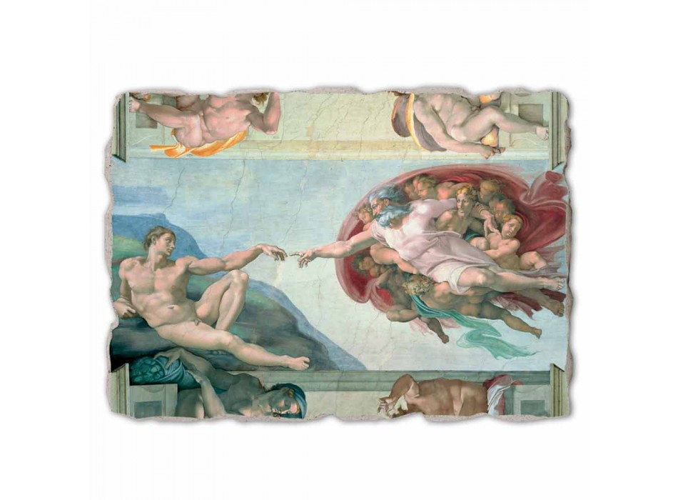 velký Michelangelo freska „Stvoření Adama“, ruční Viadurini