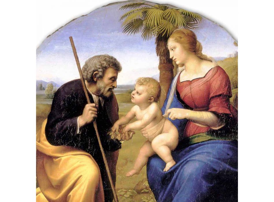 Fresco velký Raffaello Sanzio „Svatá rodina s palmou“
