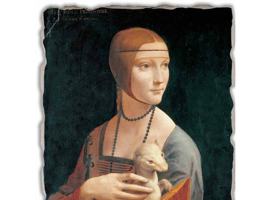 Fresco Leonardo da Vinci „Dáma s hranostajem“ Viadurini