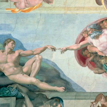 Fresco Michelangelo je „Stvoření Adama“, ruční