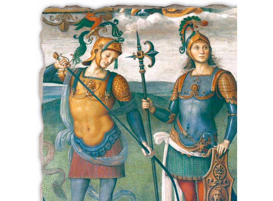 Perugino freska „The Fortress, Temperance a šest Hrdinové starověku“ Viadurini