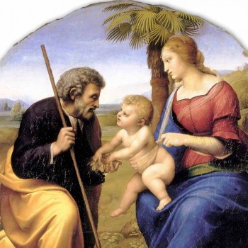 Fresco rozmnožování Raffaello Sanzio „Svatá rodina s palmou“