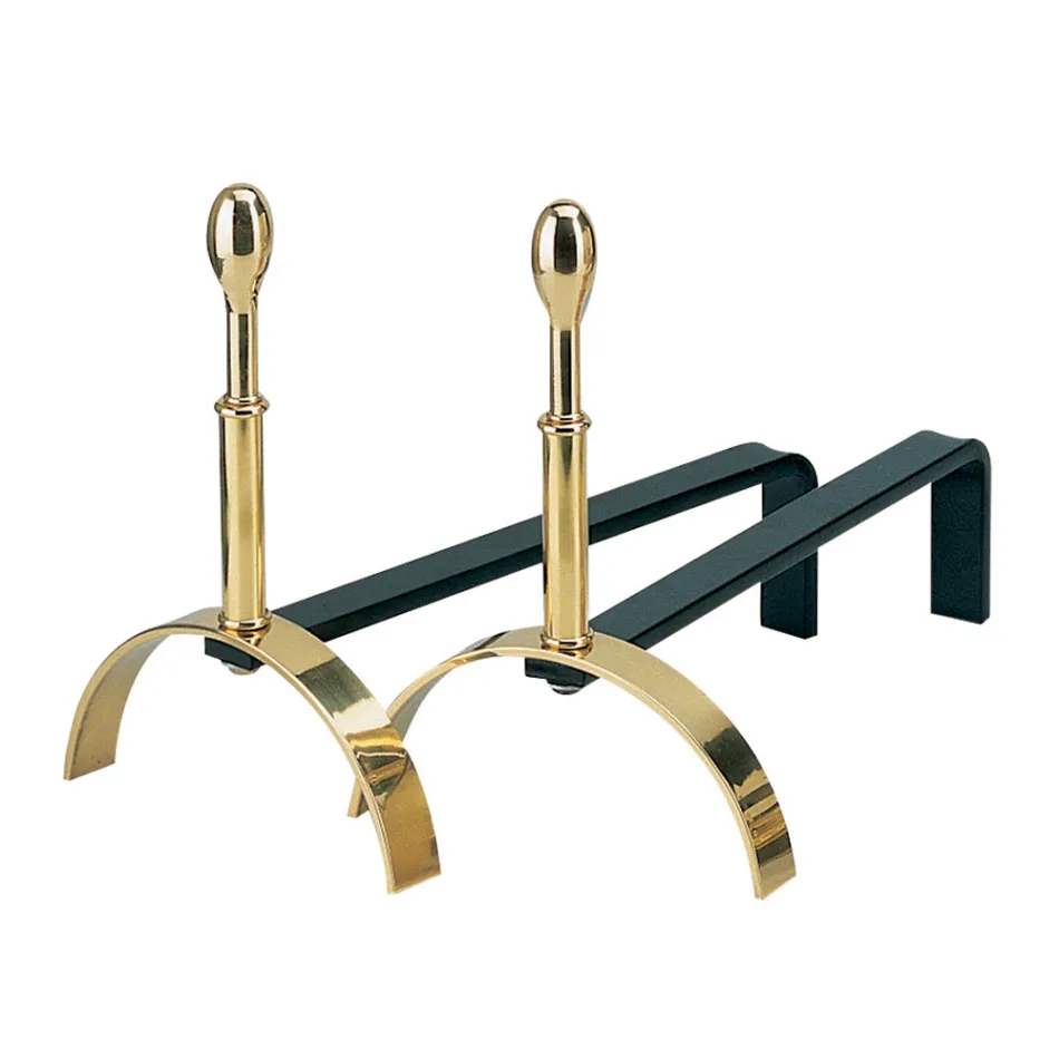 Mosazný krb Andirons Výška 30 cm Made in Italy - Wolf Viadurini