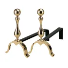 Mosazný krb Andirons Výška 32 cm Made in Italy - Medvěd Viadurini