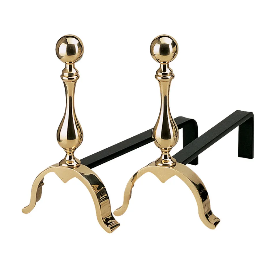 Mosazný krb Andirons Výška 32 cm Made in Italy - Medvěd Viadurini