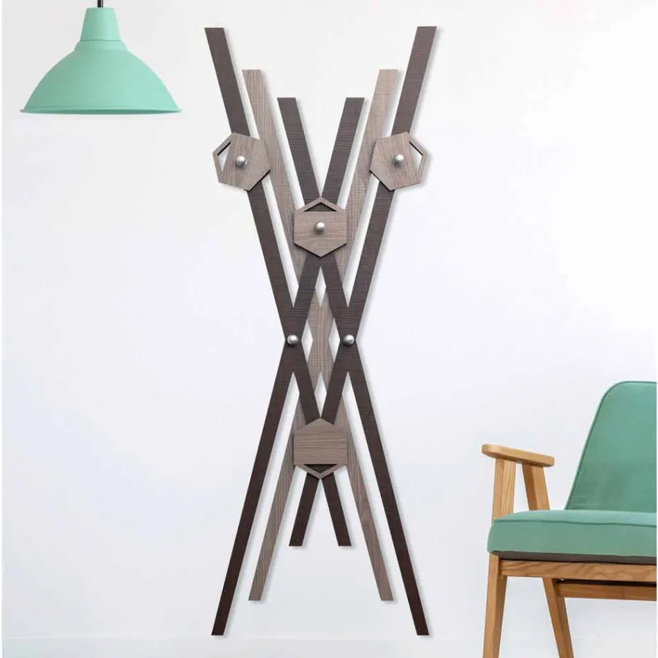 Nástěnný věšák Moderní design Barevné dřevo pro vchod - Picasso Viadurini
