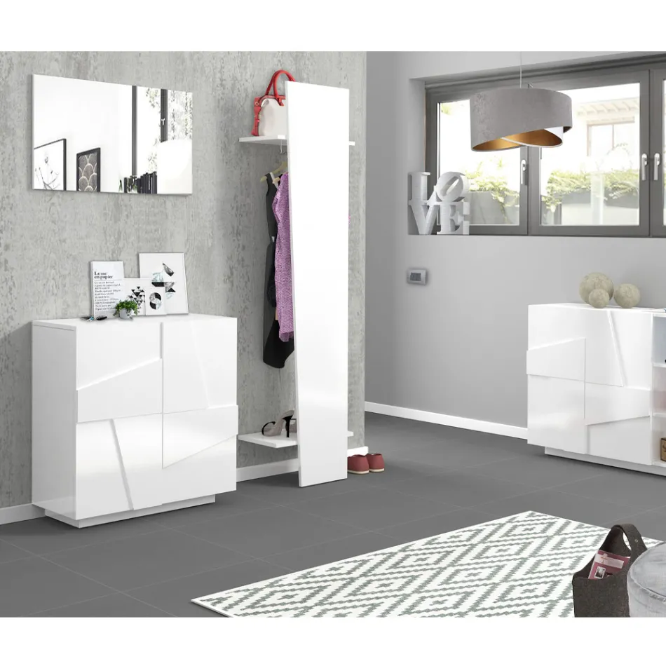 Designový vstupní věšák na kabáty z bílého dřeva, břidlice nebo betonu - Fjona Viadurini