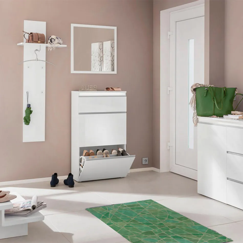 Věšák na kabáty do předsíně v bílé nebo antracitově lesklém dřevě - Emanuelito Viadurini