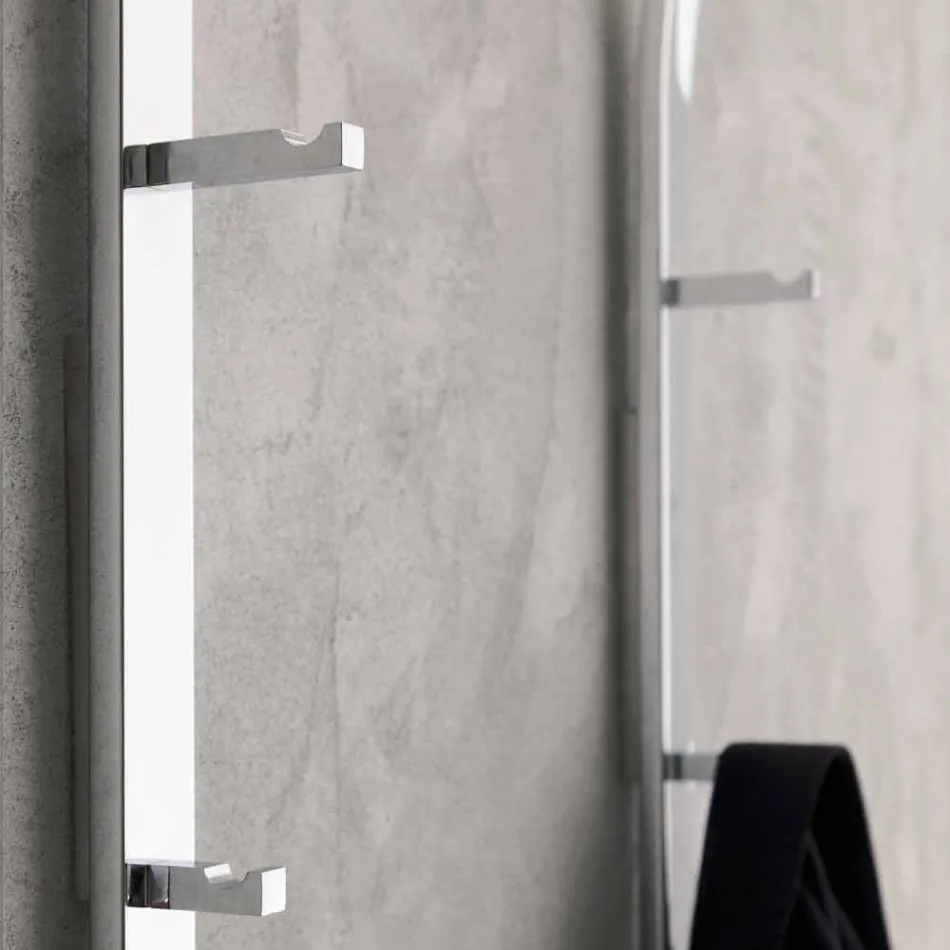 Kovový nástěnný věšák na kabát se 2 háčky a LED světlem vyrobený v Itálii - Osmio Viadurini