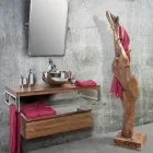 Stojan na kabáty se strukturou a kolíky z masivního teaku - jedle Viadurini