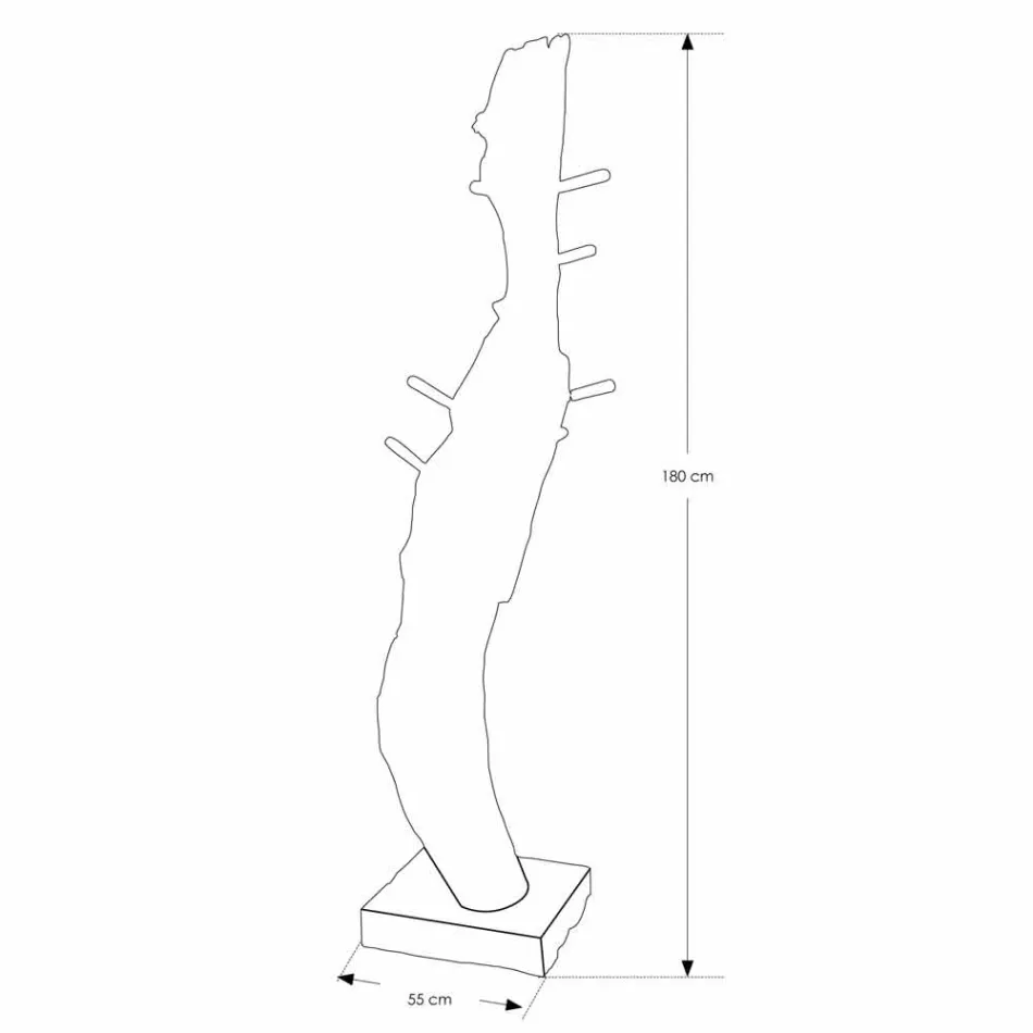 Stojan na kabáty se strukturou a kolíky z masivního teaku - jedle Viadurini