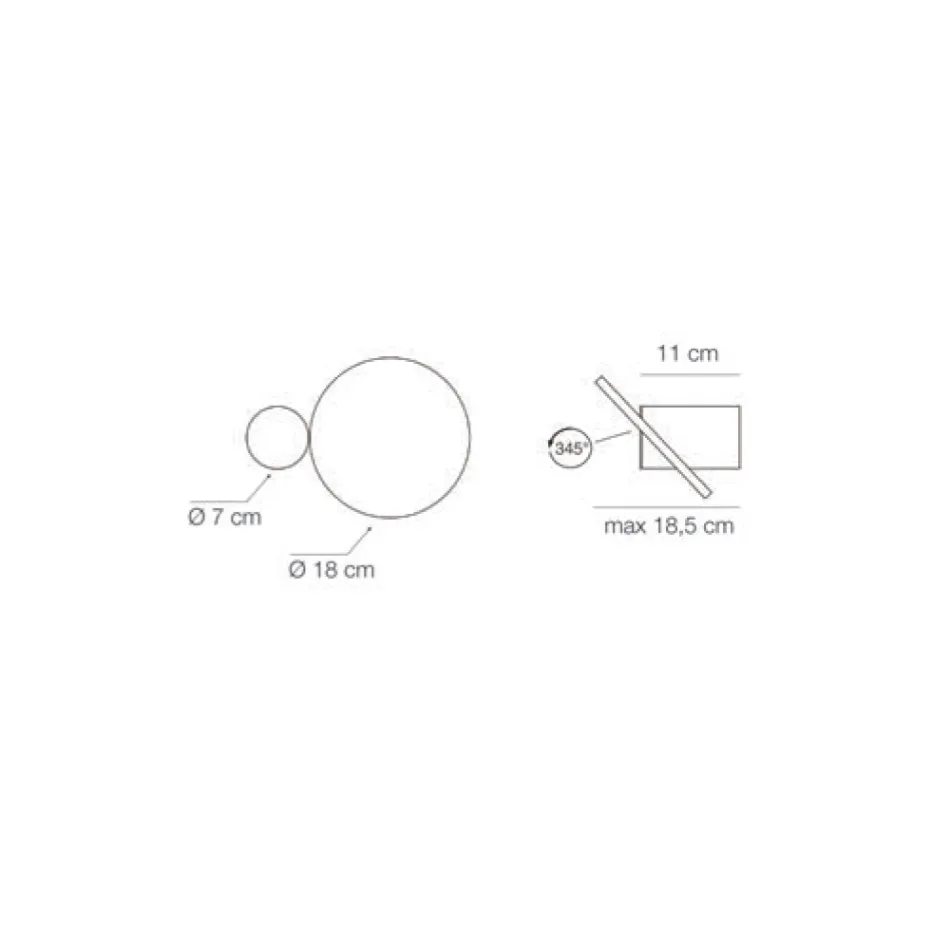 345° otočné kovové nástěnné svítidlo vyrobené v Itálii - Lumi Viadurini