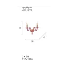 Klasická nástěnná lampa se 2 světly z ručně vyráběného italského skla a zlatého kovu - Oliver Viadurini