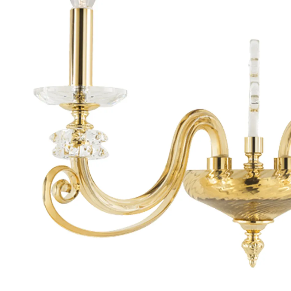 Nástěnná lampa se 2 světly z foukaného skla a klasického luxusního optického křišťálu - Cassea Viadurini