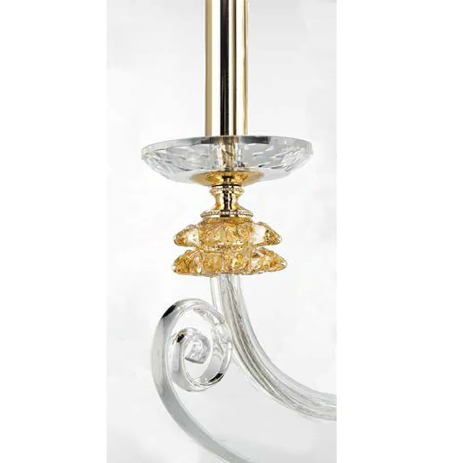 Nástěnná lampa se 2 světly z foukaného skla a klasického luxusního optického křišťálu - Cassea Viadurini