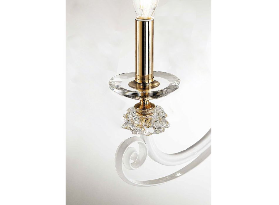 Nástěnná lampa se 2 světly z foukaného skla a klasického luxusního optického křišťálu - Cassea Viadurini