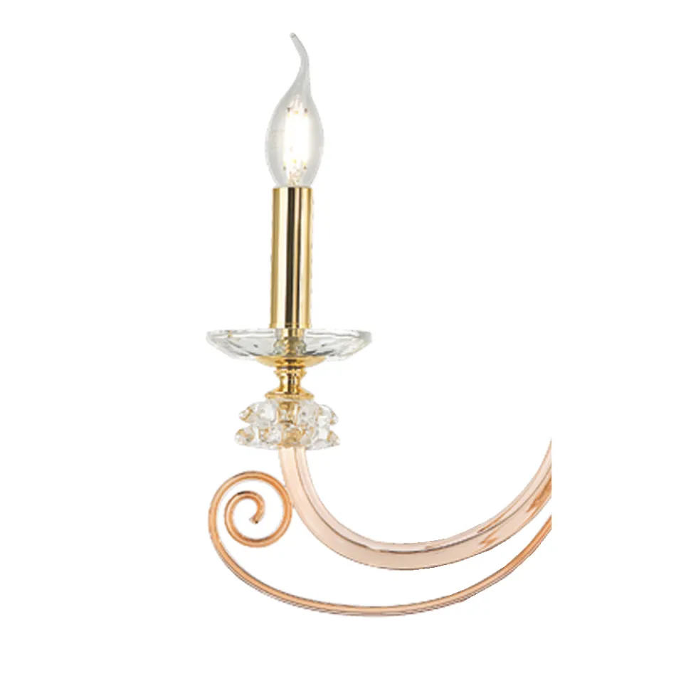 Nástěnná lampa se 2 světly z foukaného skla a klasického luxusního optického křišťálu - Cassea Viadurini