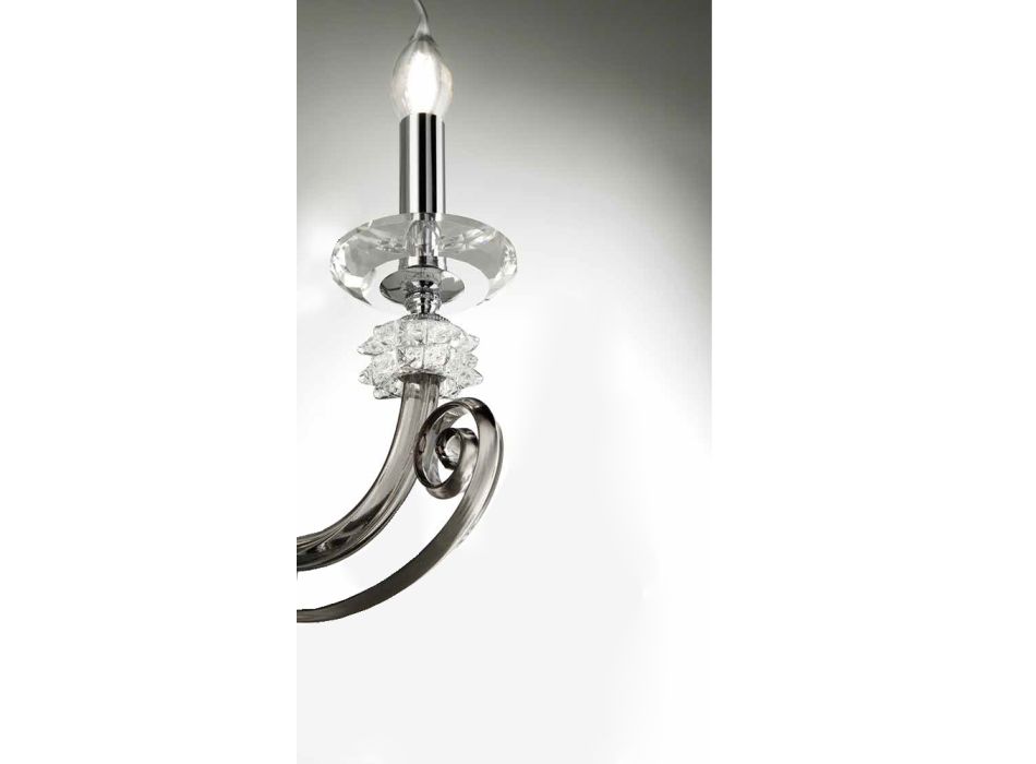 Nástěnná lampa se 3 světly z foukaného skla a klasického luxusního optického křišťálu - Cassea Viadurini