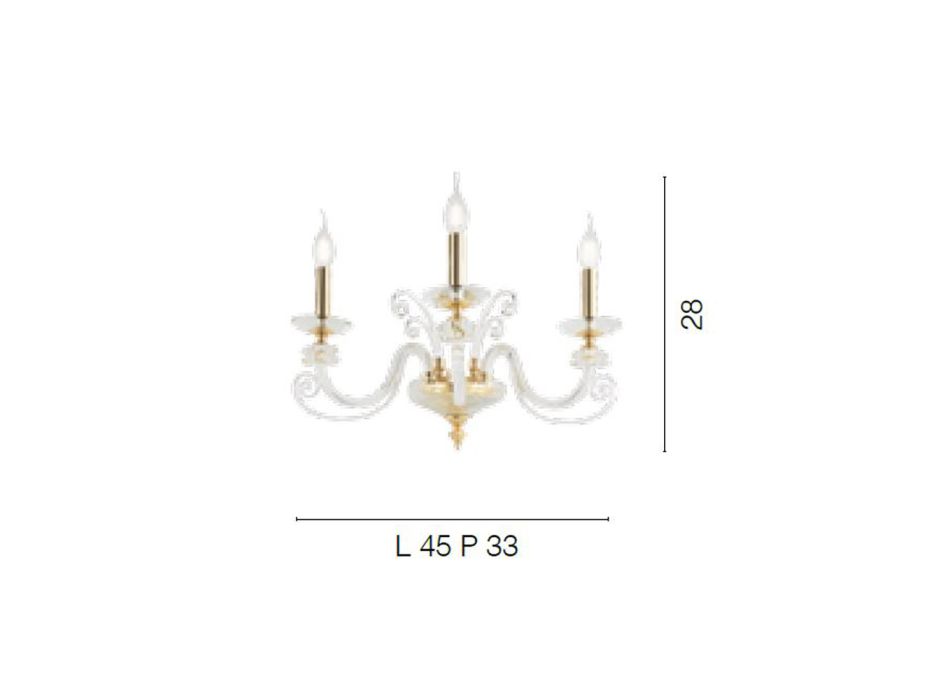 Nástěnná lampa se 3 světly z foukaného skla a klasického luxusního optického křišťálu - Cassea Viadurini