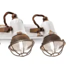 Nástěnná lampa se 3 průmyslovými uměleckými reflektory ze železa a keramiky - podkroví Viadurini