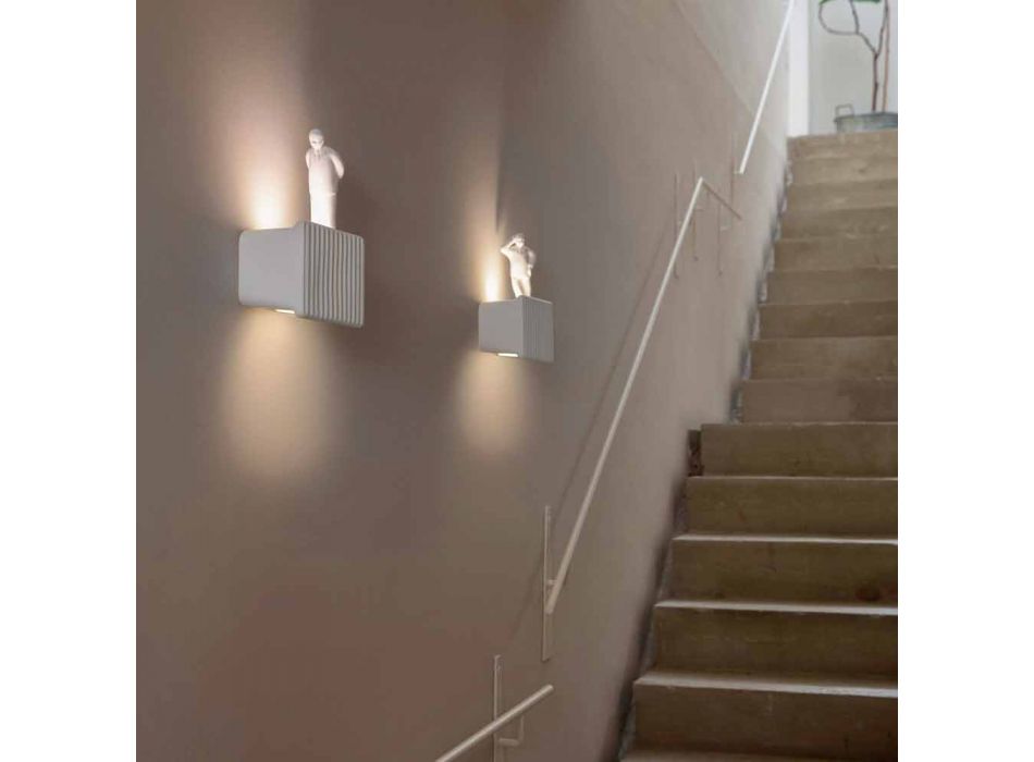 Nástěnná nástěnná svítidla se 3 LED světly v matně bílé keramice s Umarell - Ometto Viadurini