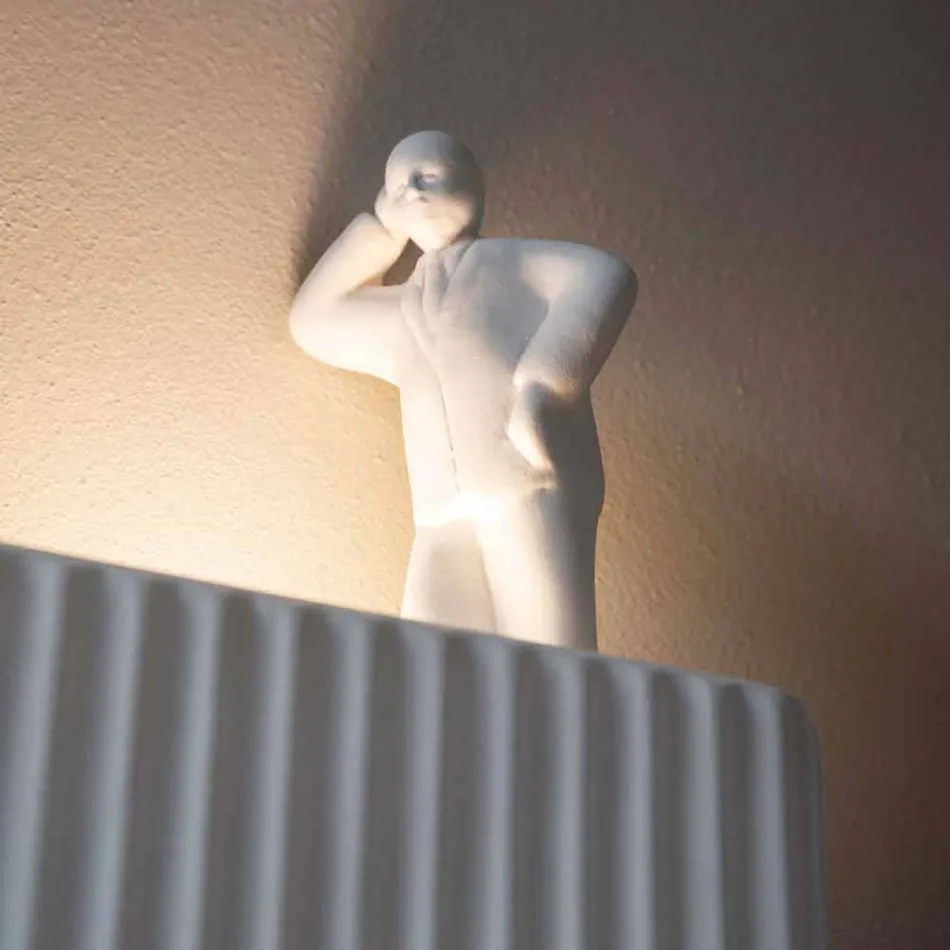 Nástěnná nástěnná svítidla se 3 LED světly v matně bílé keramice s Umarell - Ometto Viadurini