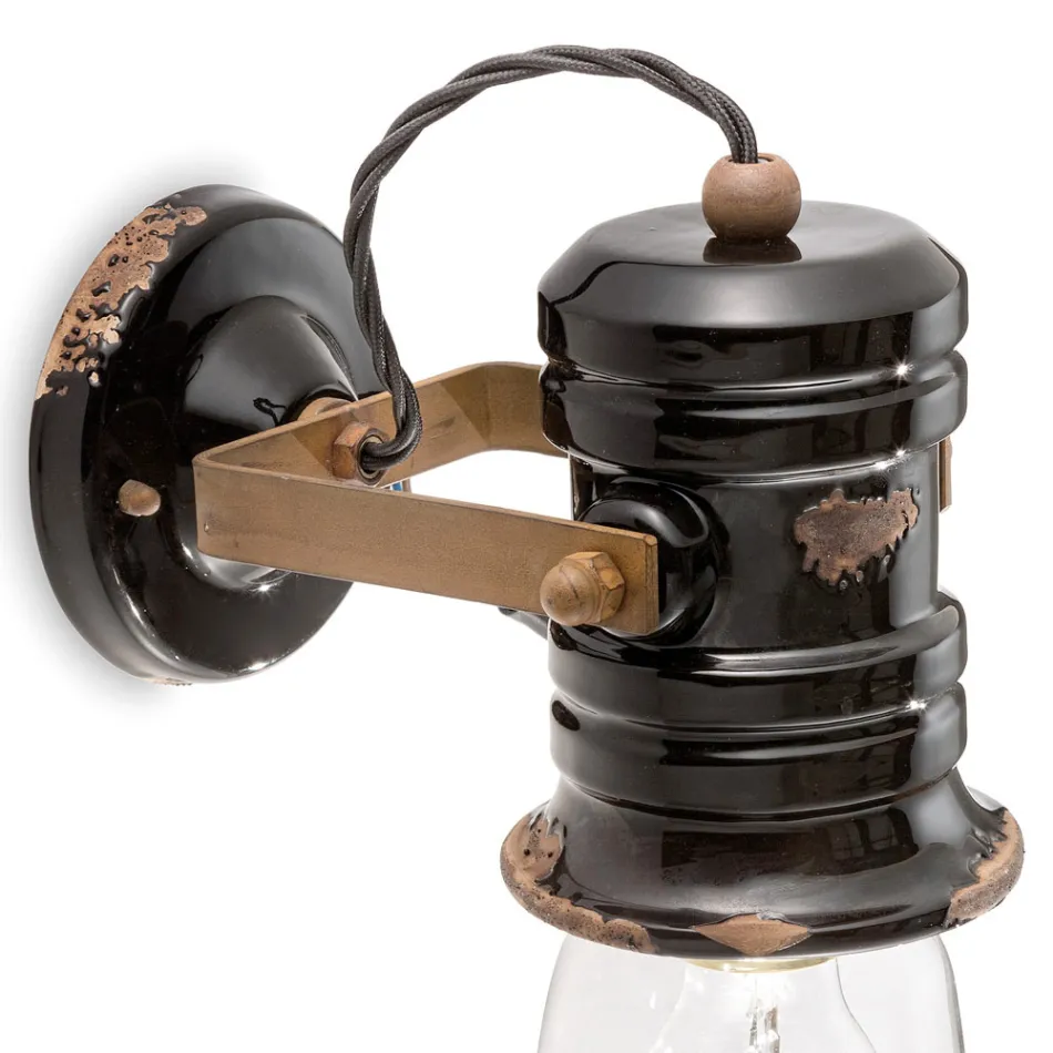 Nástěnné bodové svítidlo z keramiky, skla a kovu s různými povrchovými úpravami Joy Ferroluce Viadurini