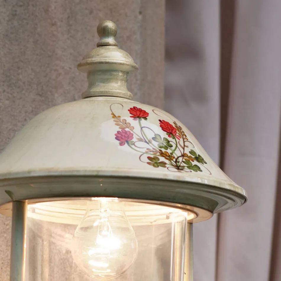 Hliníkové zahradní nástěnné svítidlo s ručně malovanými květinami - Bari Viadurini