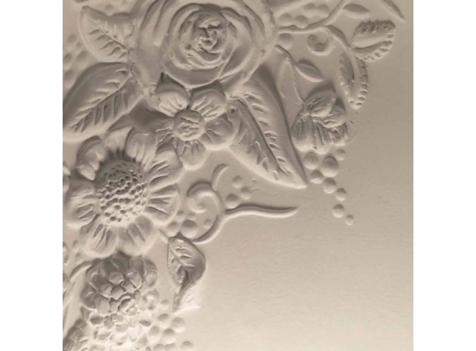 Nástěnná nášivka v matně bílém keramickém designu s dekorativními květinami - Fluxo Viadurini