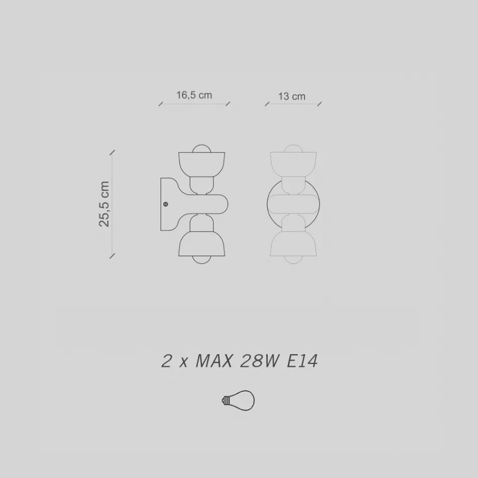 Keramické nástěnné svítidlo se 2 světly Made in Italy - Berimbau Viadurini