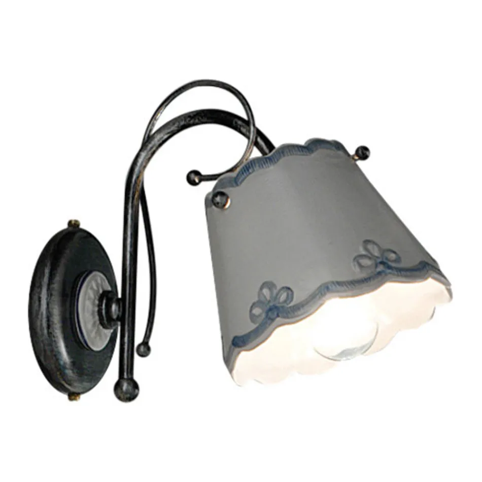 Nástěnné svítidlo ze železa a keramické ručně malované výšivky - Ravenna Viadurini
