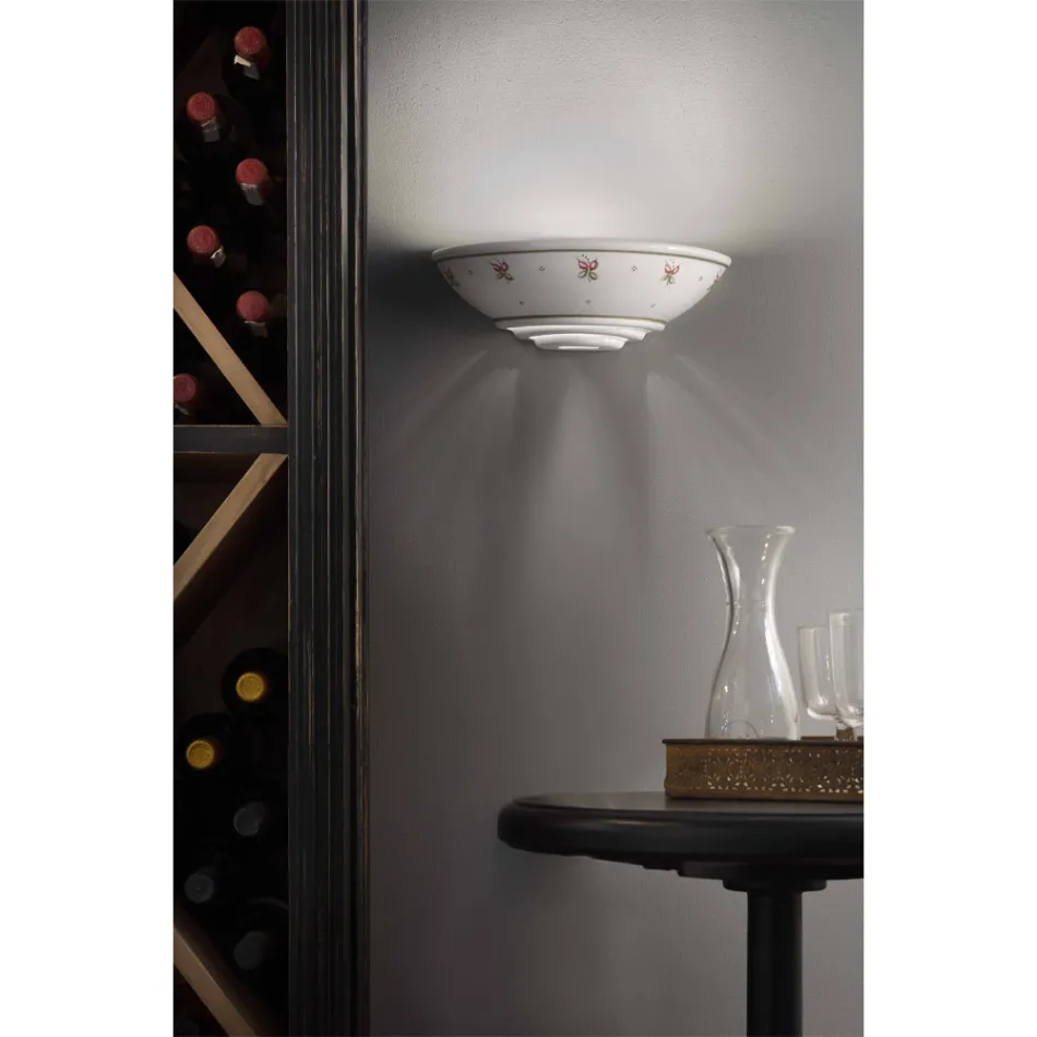 Nástěnné svítidlo Half Moon v keramické ručně malované květinové - Terst Viadurini