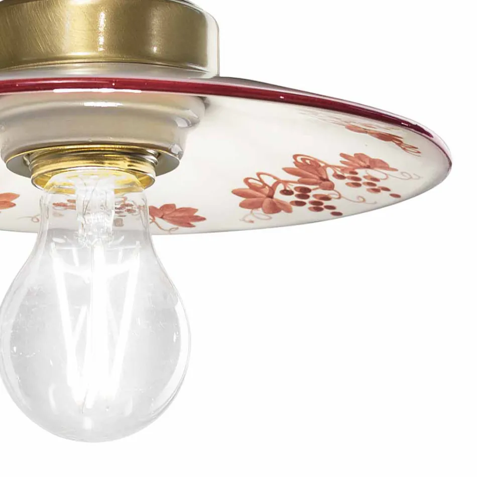 Vintage designové nástěnné svítidlo ze železa a ručně malované keramiky - Asti Viadurini