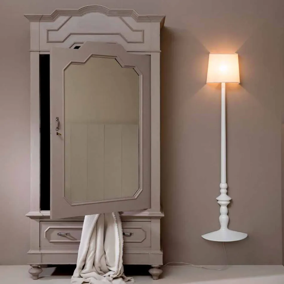 High Wall nášivka v bílé keramice a stínidlo v lněném designu - Cadabra Viadurini