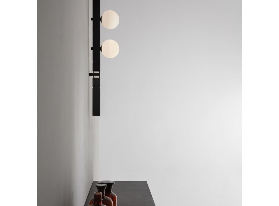Designová nástěnná lampa v černém hliníku s koulemi a bodovými světly - Exodus Viadurini