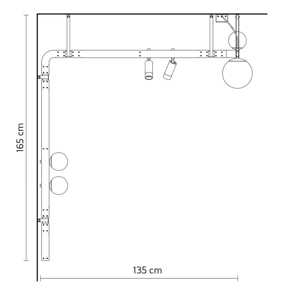 Designová nástěnná lampa v černém hliníku s koulemi a bodovými světly - Exodus Viadurini