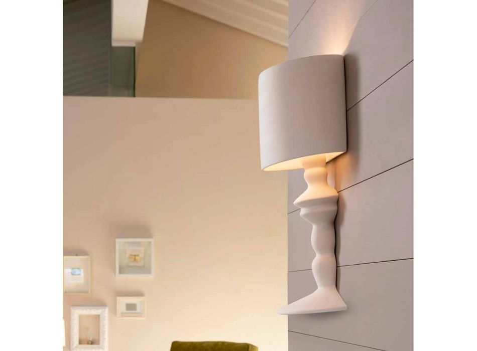 Nástěnná lampa z malovatelné keramiky se stínidlem moderního designu - Cadabra Viadurini