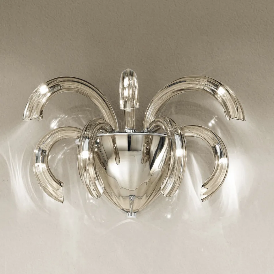 Nástěnná lampa Artisan z benátského skla a kovu Made in Italy - Jason Viadurini