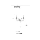 Klasická nástěnná lampa 2 světla z bílého skla ručně vyrobená v Itálii - Malajsii Viadurini