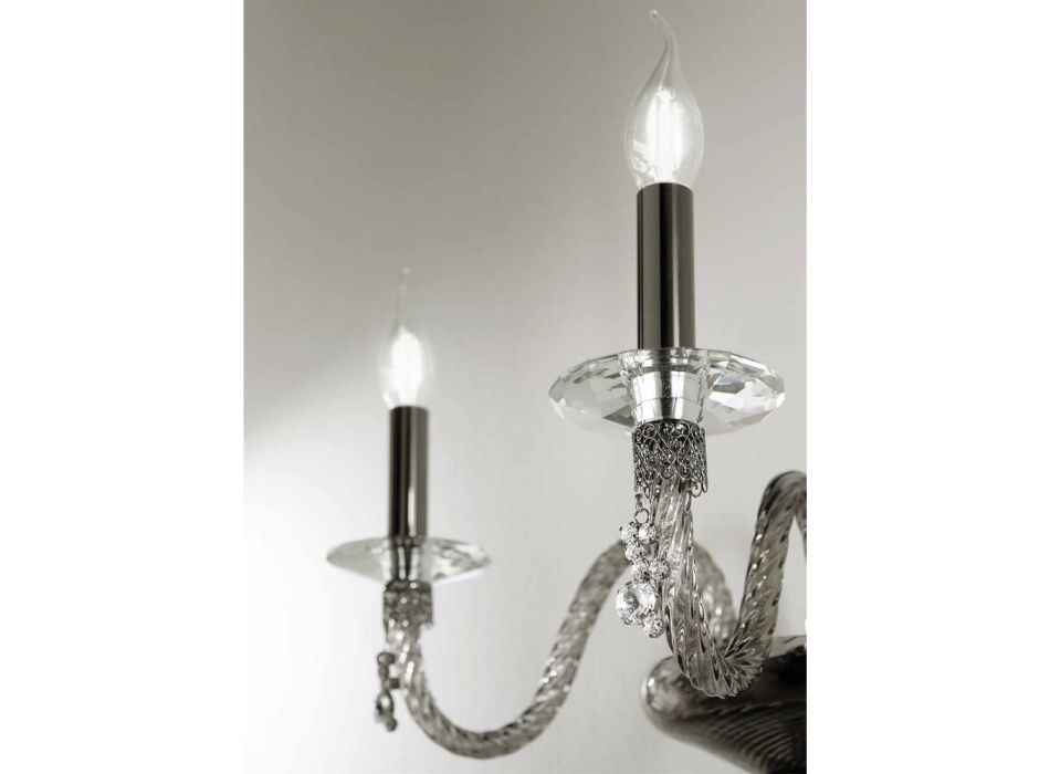 Klasická nástěnná lampa 2 světla z foukaného skla a ručně vyráběné detaily - Phaedra Viadurini