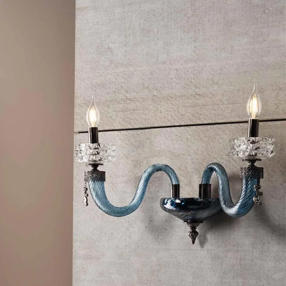 Klasická nástěnná lampa 2 světla ručně vyráběné luxusní sklo vyrobené v Itálii - fyziologický roztok Viadurini