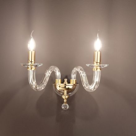 Klasická nástěnná lampa 2 světla Italské ručně vyráběné sklo a kov - Rapallo Viadurini