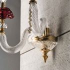 Klasická nástěnná lampa 2 světla Foukané sklo a květinové detaily - Bluminda Viadurini