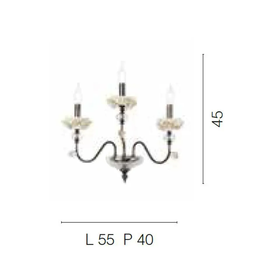 Klasická nástěnná lampa 3 světla z porcelánu a luxusního foukaného skla - Eteria Viadurini