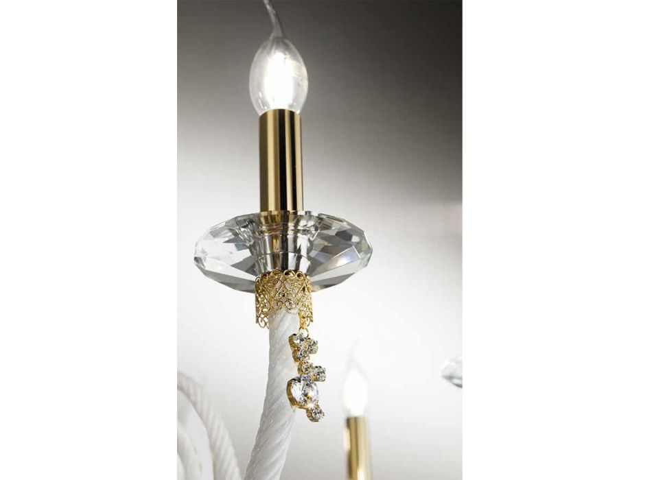 Klasická nástěnná lampa 3 světla z foukaného skla a ručně vyráběné detaily - Phaedra Viadurini