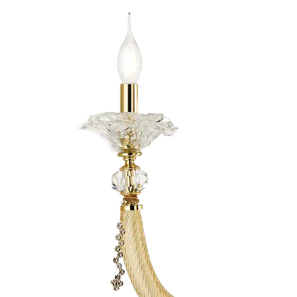 Klasická nástěnná lampa 3 světla Foukané sklo a květinové detaily - Bluminda Viadurini