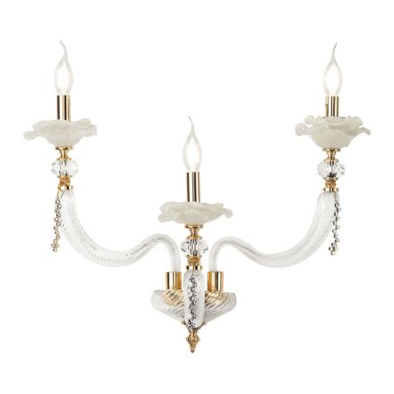 Klasická nástěnná lampa 3 světla Foukané sklo a květinové detaily - Bluminda Viadurini